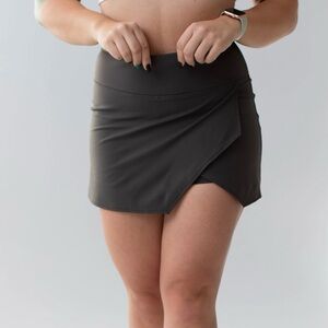SAVVI Dark Gray‎ Ralley Adventure Active Comfy Built In Shorts Skort Skirt Sz XS